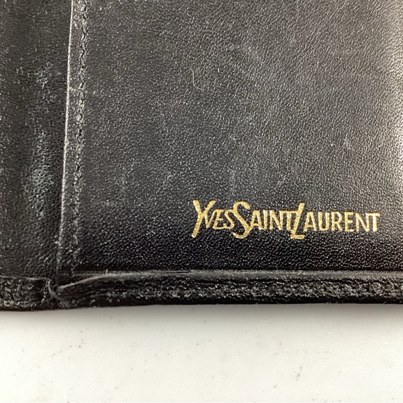Rare Vintage YSL Mens Pre-Owned Black Aniline Cowhide Leather Card Wallet - Picture 2 of 12